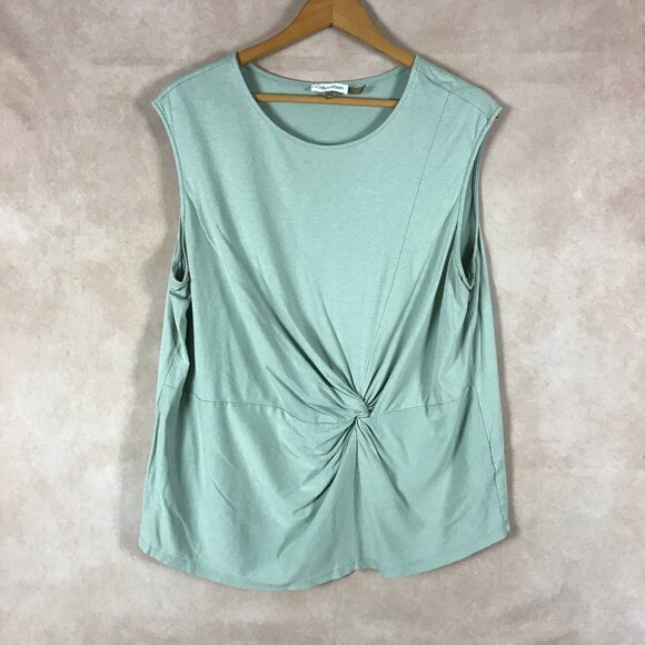 Calvin Klein Plus Size Twist-Front Sleeveless Top in Jade Green 1X - Picture 7 of 8